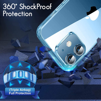 VAKIBO Premium Clear 1.5MM Thick Transparent Soft TPU Rubber Back Cover Case With Camera Protection Suitable for iPhone 12 Pro