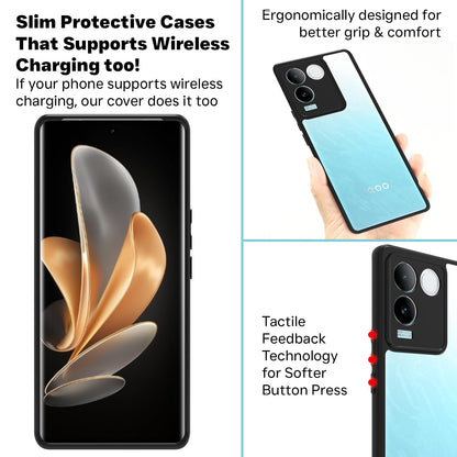 VAKIBO Super Premium Black Border Transparent Case With Corner Protection & Camera Protection Suitable for Vivo iQOO Z7 Pro