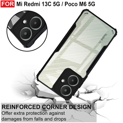 VAKIBO Super Premium Black Border Transparent Case With Corner Protection & Camera Protection Suitable for Mi Poco M6 5G