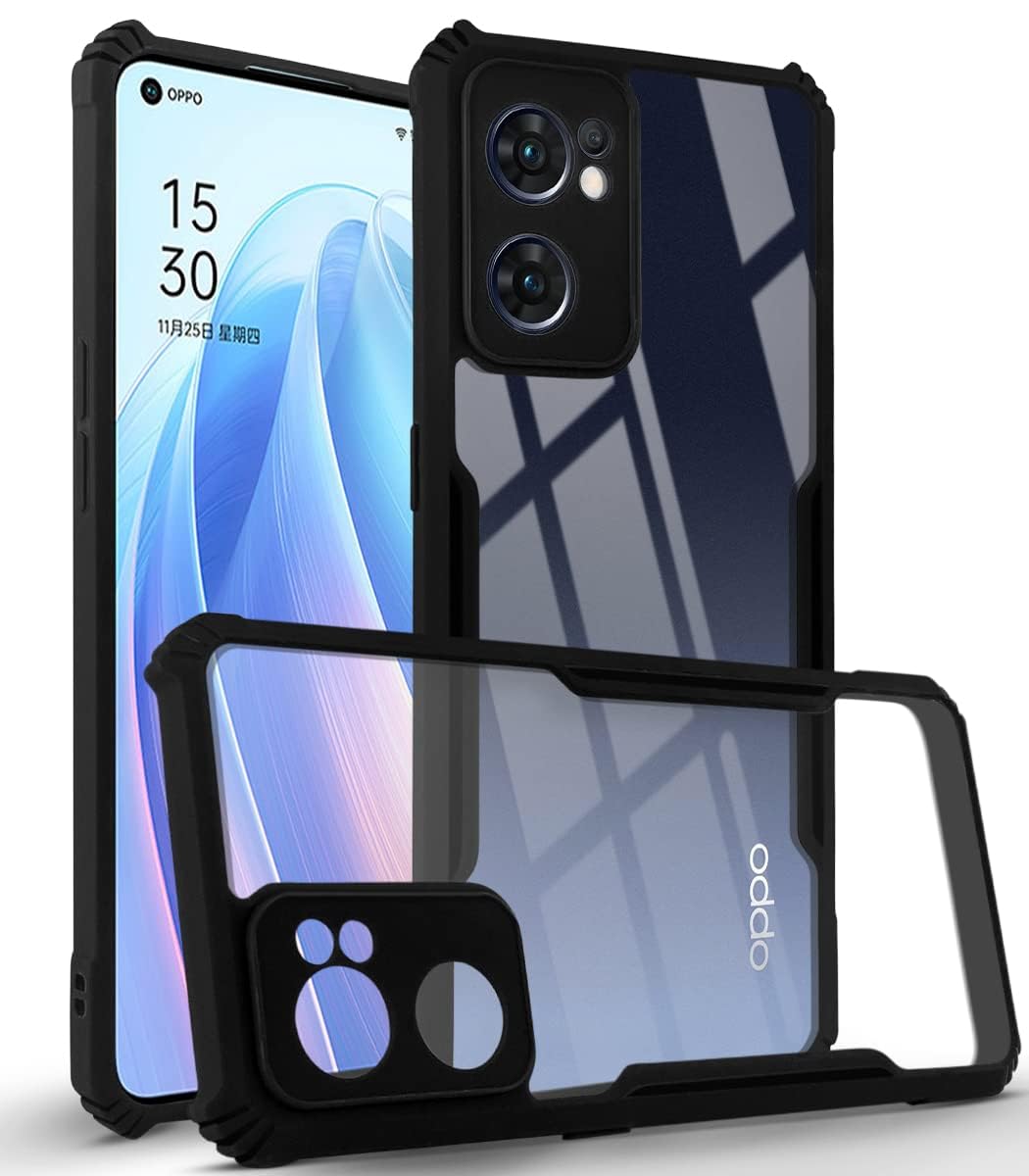 VAKIBO Super Premium Black Border Transparent Case With Corner Protection & Camera Protection Suitable for Oppo Reno 7