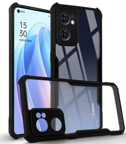 VAKIBO Super Premium Black Border Transparent Case With Corner Protection & Camera Protection Suitable for Oppo Reno 7 5G