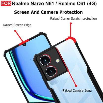 VAKIBO Super Premium Black Border Transparent Case With Corner Protection & Camera Protection Suitable for Realme Narzo N61
