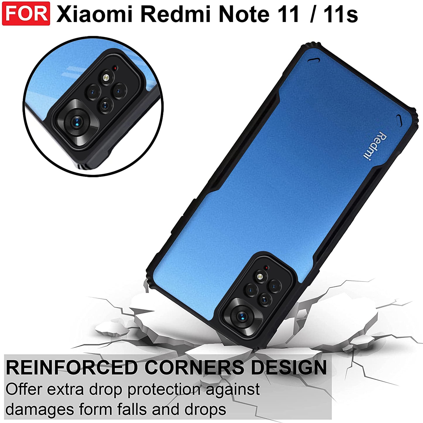 VAKIBO Super Premium Black Border Transparent Case With Corner Protection & Camera Protection Suitable for Mi Redmi Note 11s