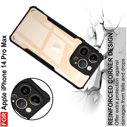 VAKIBO Super Premium Black Border Transparent Case With Corner Protection & Camera Protection Suitable for iPhone 14 Pro Max