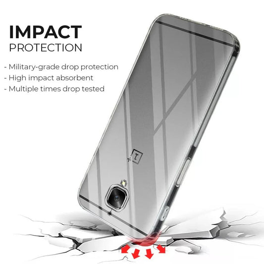 VAKIBO Premium Clear 1.5MM Thick Transparent Soft TPU Rubber Back Cover Case With Camera Protection Suitable for OnePlus 3