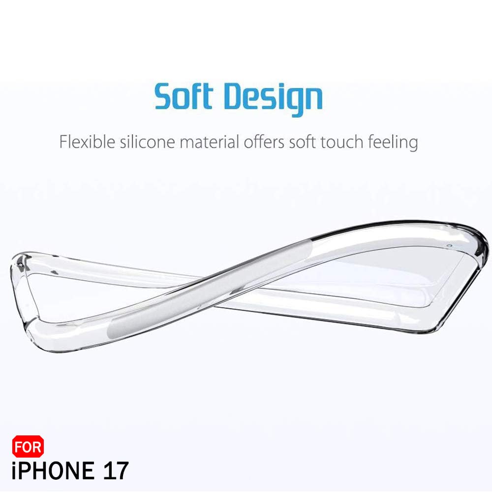 VAKIBO Premium Clear 1.5MM Thick Transparent Soft TPU Rubber Back Cover Case With Camera Protection Suitable for iPhone 17