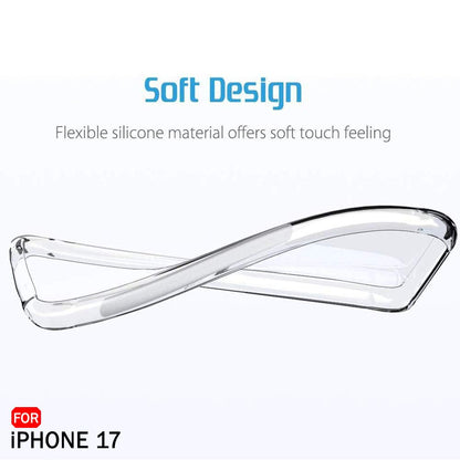 VAKIBO Premium Clear 1.5MM Thick Transparent Soft TPU Rubber Back Cover Case With Camera Protection Suitable for iPhone 17