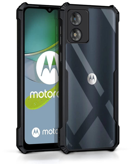 VAKIBO Super Premium Black Border Transparent Case With Corner Protection & Camera Protection Suitable for Moto E13