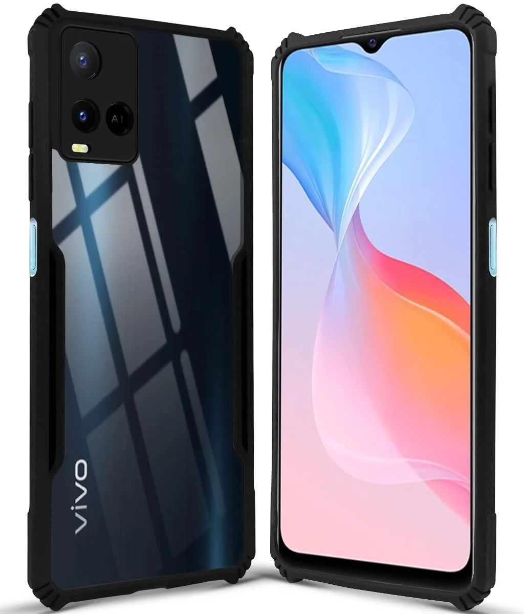 VAKIBO Super Premium Black Border Transparent Case With Corner Protection & Camera Protection Suitable for Vivo Y21E