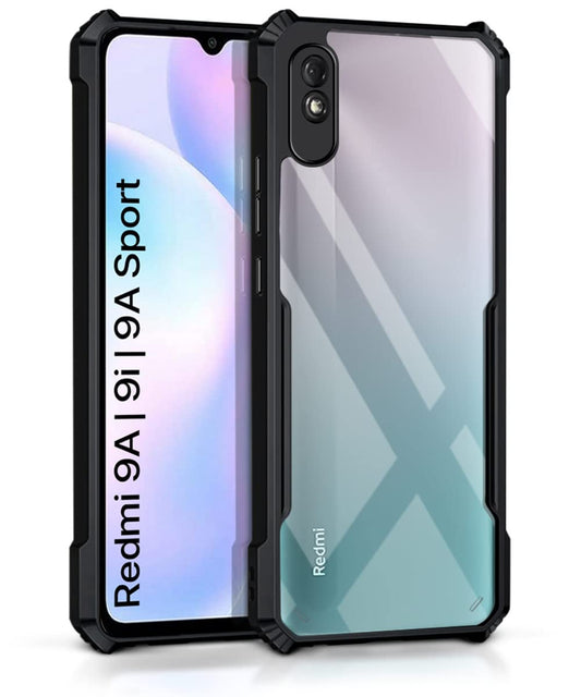 VAKIBO Super Premium Black Border Transparent Case With Corner Protection & Camera Protection Suitable for Mi Redmi 9i SPORT