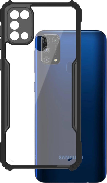 VAKIBO Best Selling Black and Transparent Coloured Made With Soft TPU and Acrylic Back Cover Case With 4 Corner and Camera Protection Suitable for Samsung Galaxy F41