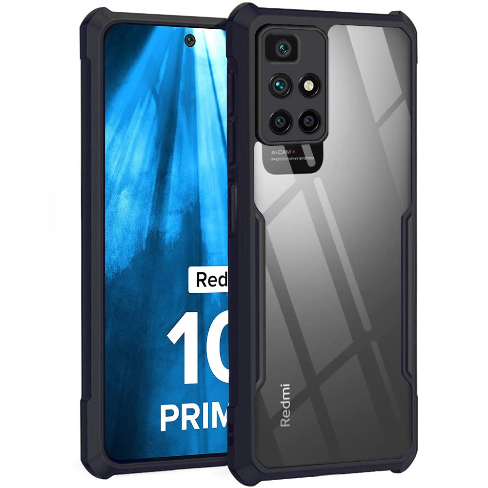 VAKIBO Super Premium Black Border Transparent Case With Corner Protection & Camera Protection Suitable for Mi Redmi 10 Prime