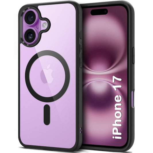 VAKIBO Megnatic Magsafe Black Coloured Soft with Hard back Back Cover Case With Camera Protection Ring Suitable for iPhone 17