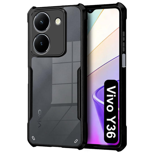 VAKIBO Super Premium Black Border Transparent Case With Corner Protection & Camera Protection Suitable for Vivo Y36