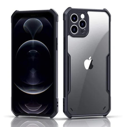 VAKIBO Best Selling Black and Transparent Coloured Made With Soft TPU and Acrylic Back Cover Case With 4 Corner and Camera Protection Suitable for iPhone 12 Pro Max