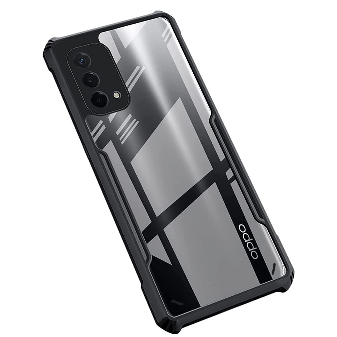 VAKIBO Best Selling Black and Transparent Coloured Made With Soft TPU and Acrylic Back Cover Case With 4 Corner and Camera Protection Suitable for Oppo F19