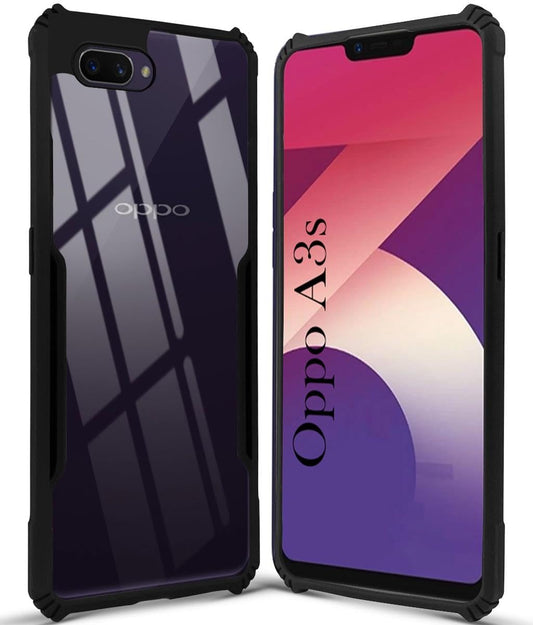 VAKIBO Best Selling Black and Transparent Back Cover Case Made With Soft TPU and Acrylic With 4 Corner and Camera Protection Suitable for Oppo A3S