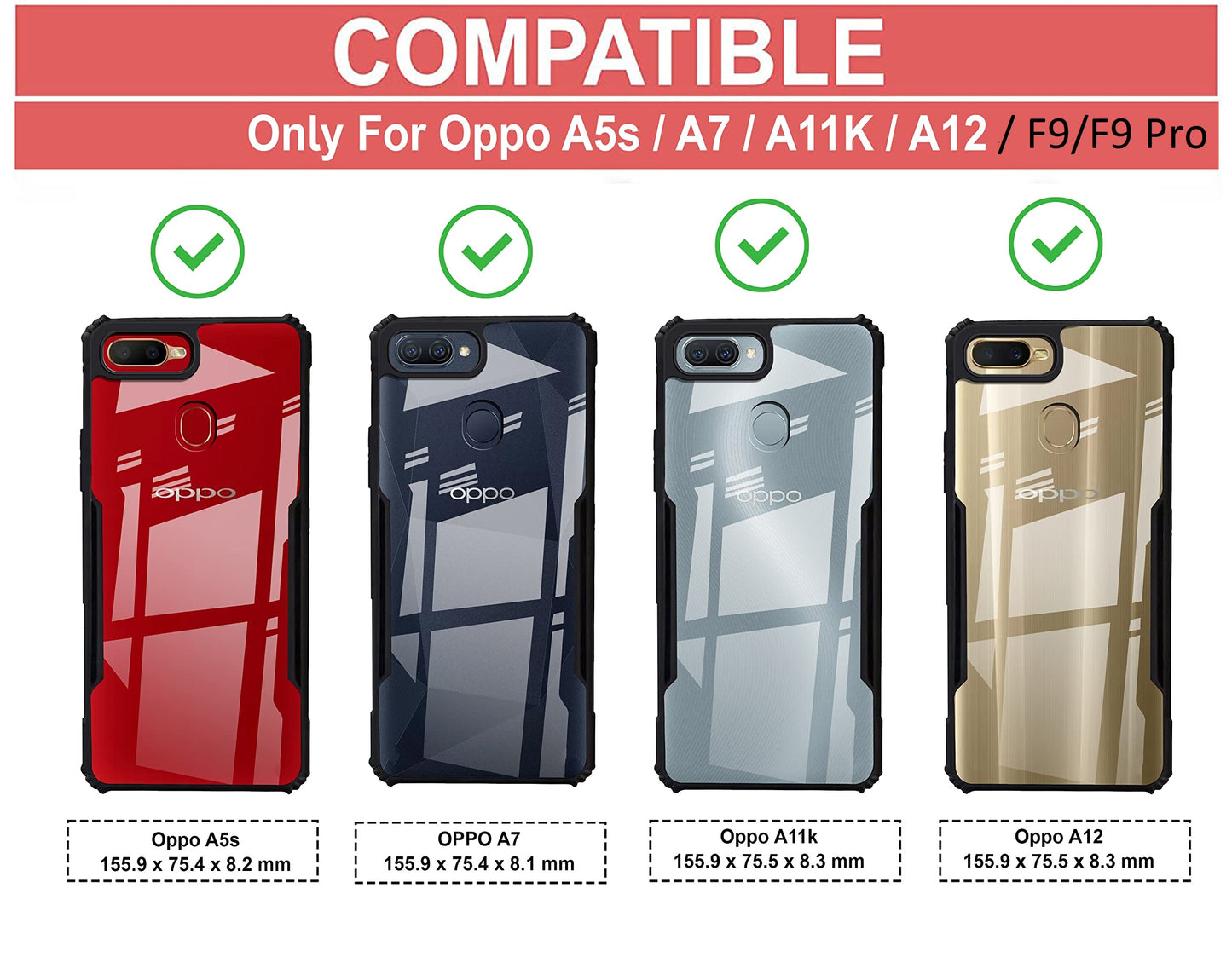 VAKIBO Super Premium Black Border Transparent Case With Corner Protection & Camera Protection Suitable for Oppo F9 Pro