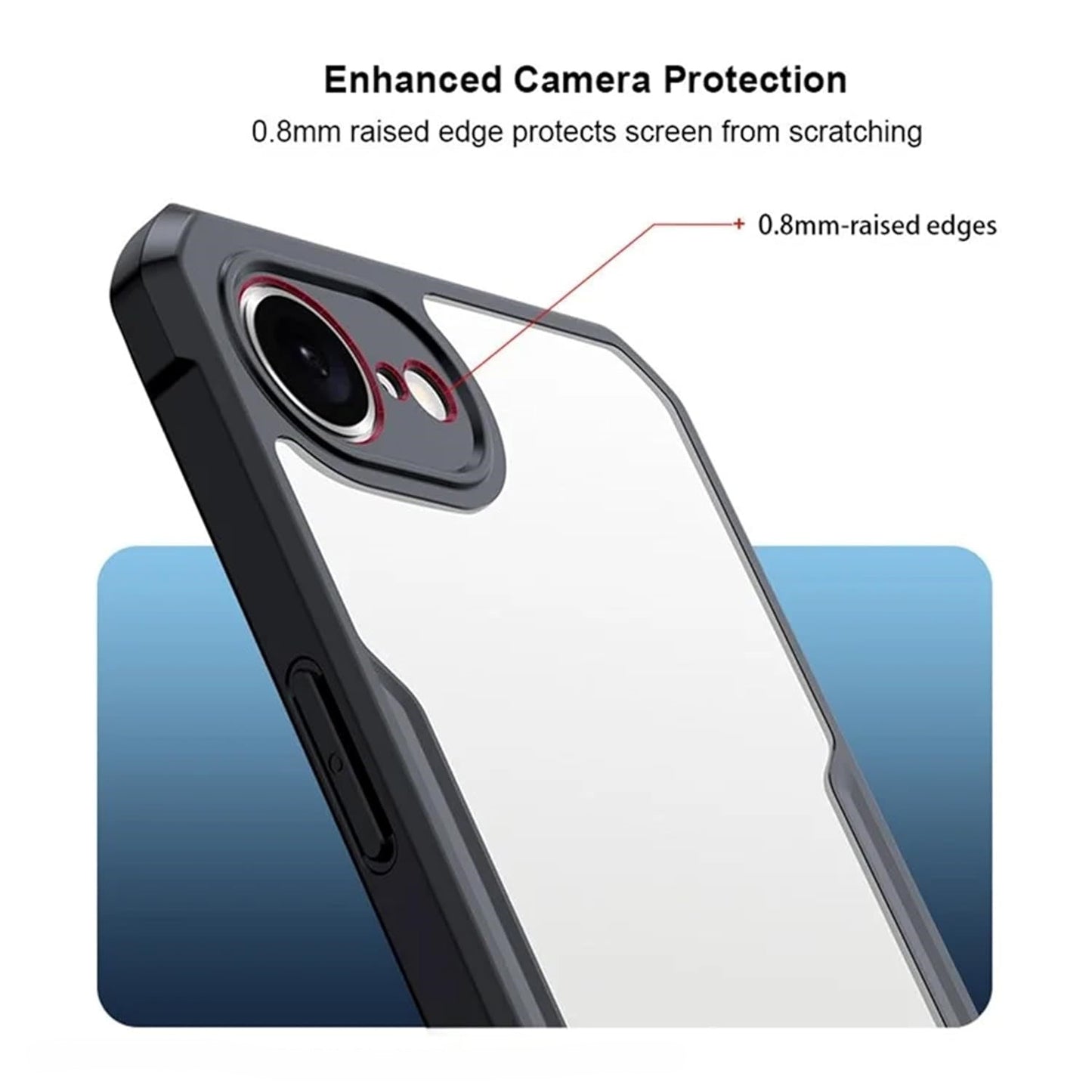 VAKIBO Best Selling Black and Transparent Coloured Made With Soft TPU and Acrylic Back Cover Case With 4 Corner and Camera Protection Suitable for iPhone 16E