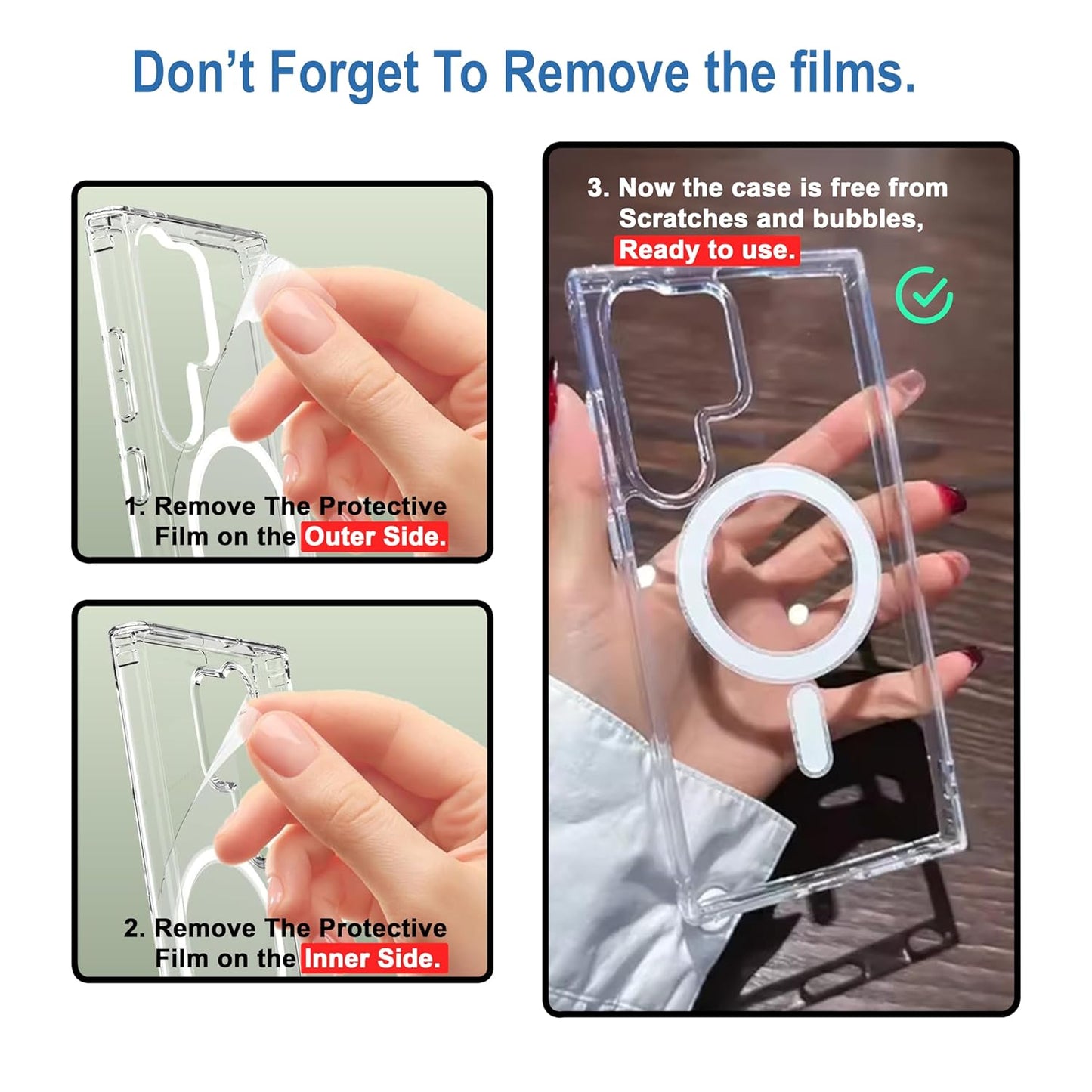 VAKIBO Megnatic Magsafe Transparent Coloured Soft with Hard back Back Cover Case With Camera Protection Ring Suitable for Samsung Galaxy S25 Ultra