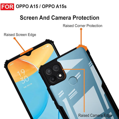 VAKIBO Best Selling Black and Transparent Coloured Made With Soft TPU and Acrylic Back Cover Case With 4 Corner and Camera Protection Suitable for Oppo A15s