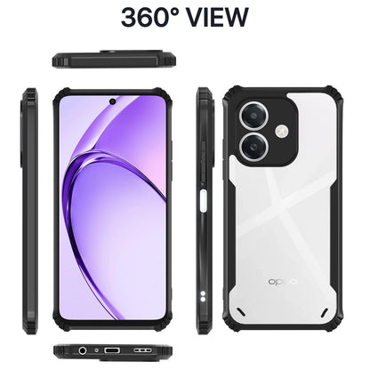 VAKIBO Best Selling Black and Transparent Coloured Made With Soft TPU and Acrylic Back Cover Case With 4 Corner and Camera Protection Suitable for Oppo A3x