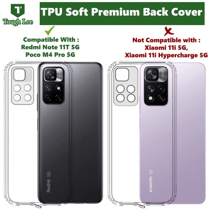 VAKIBO Premium Clear 1.5MM Thick Transparent Soft TPU Rubber Back Cover Case With Camera Protection Suitable for Mi Redmi Note 11T