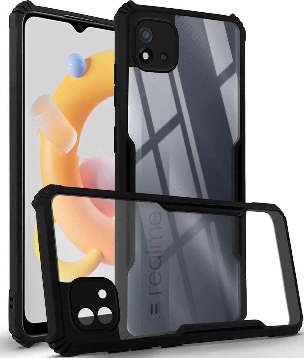 VAKIBO Super Premium Black Border Transparent Case With Corner Protection & Camera Protection Suitable for Realme C11 2021