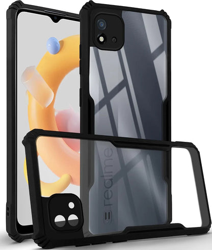 VAKIBO Super Premium Black Border Transparent Case With Corner Protection & Camera Protection Suitable for Realme C20