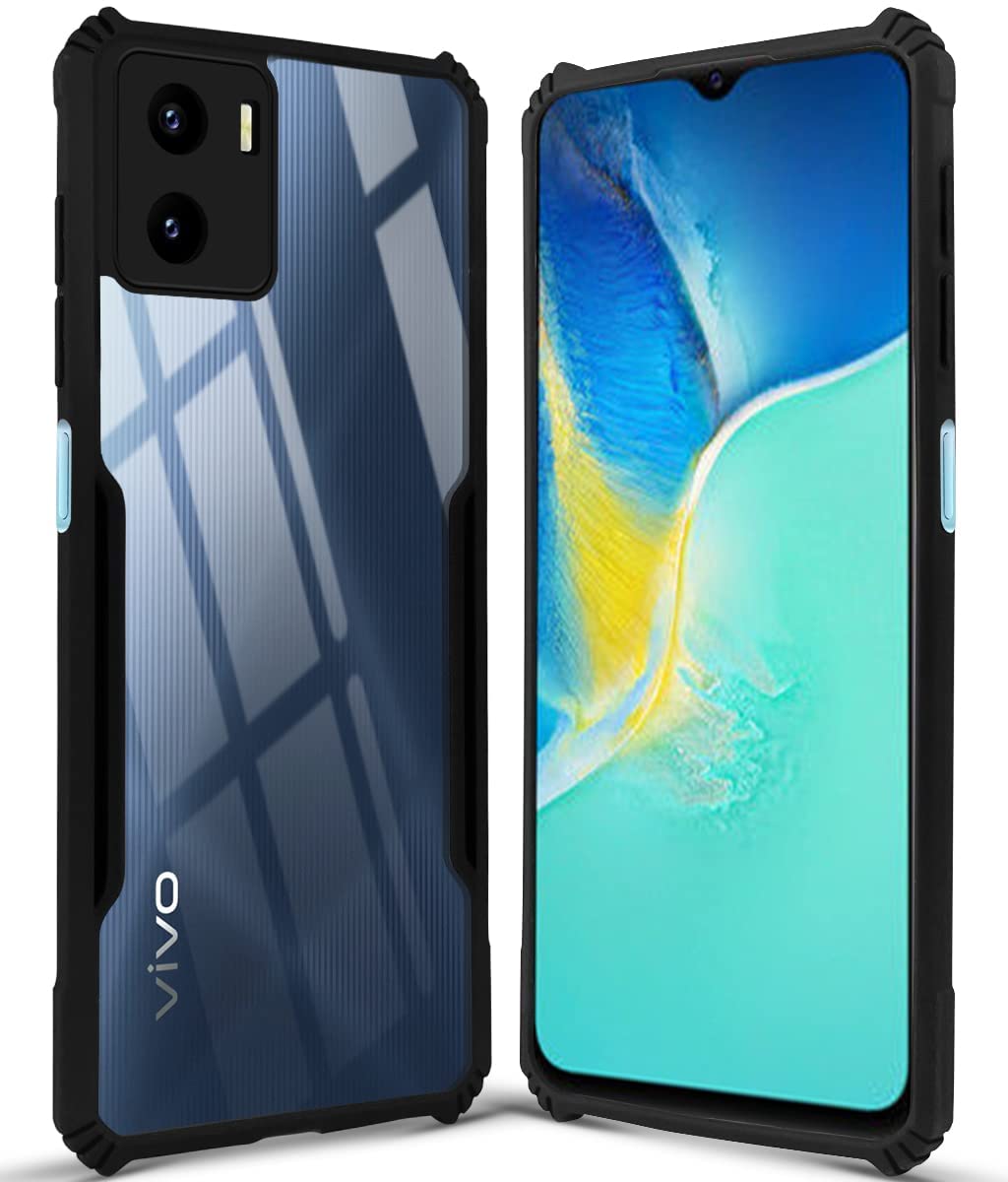 VAKIBO Super Premium Black Border Transparent Case With Corner Protection & Camera Protection Suitable for Vivo Y15S