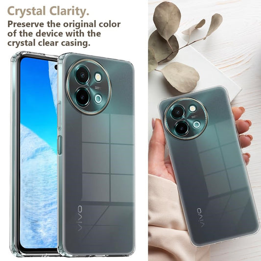 VAKIBO Premium Clear 1.5MM Thick Transparent Soft TPU Rubber Back Cover Case With Camera Protection Suitable for Vivo Y38