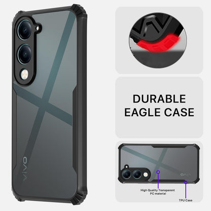VAKIBO Best Selling Black and Transparent Coloured Made With Soft TPU and Acrylic Back Cover Case With 4 Corner and Camera Protection Suitable for Vivo Y04/Vivo T4 Lite