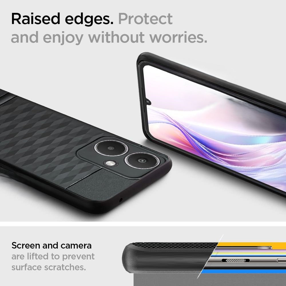 VAKIBO Parallax Design Black Coloured Made with Soft Rubber TPU Back Cover Case Camera Protection Ring Suitable for Moto G54