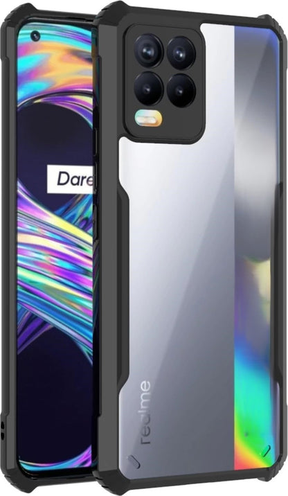 VAKIBO Super Premium Black Border Transparent Case With Corner Protection & Camera Protection Suitable for Realme 8 Pro