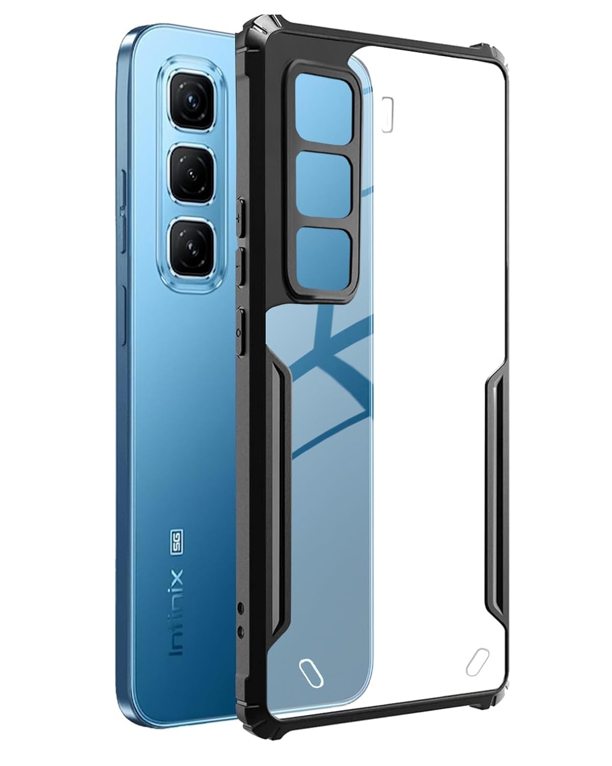 VAKIBO Super Premium Black Border Transparent Case With Corner Protection & Camera Protection Suitable for Infinix Hot 50