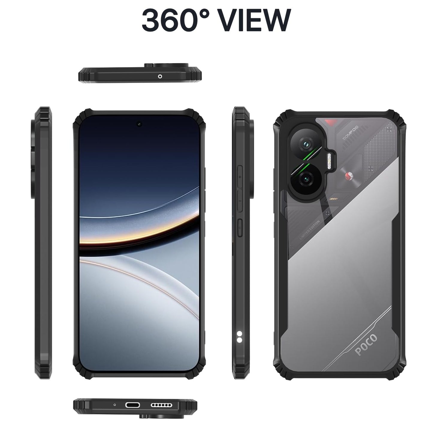 VAKIBO Super Premium Black Border Transparent Case With Corner Protection & Camera Protection Suitable for Mi Poco F7