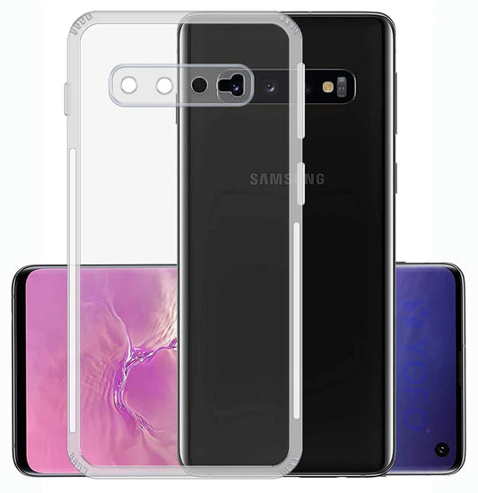 VAKIBO Super Premium Soft TPU Transparent Case With Dustplug,Side Grip,Corner Protection,lanyard Cuts,Camera Protection Suitable for Samsung S10