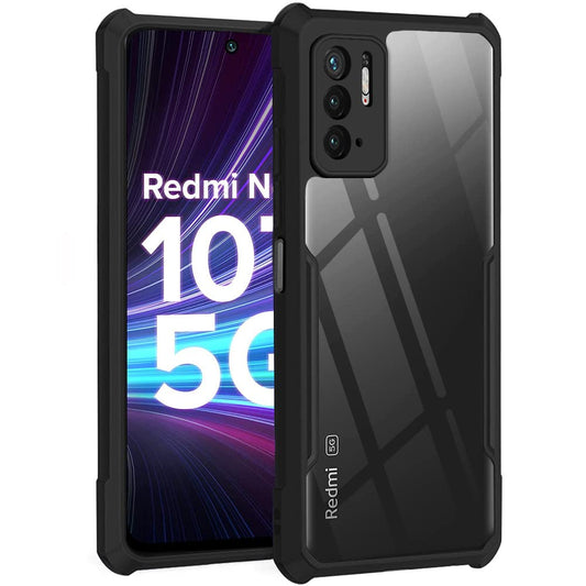 VAKIBO Super Premium Black Border Transparent Case With Corner Protection & Camera Protection Suitable for Mi Redmi Note 10T 5G