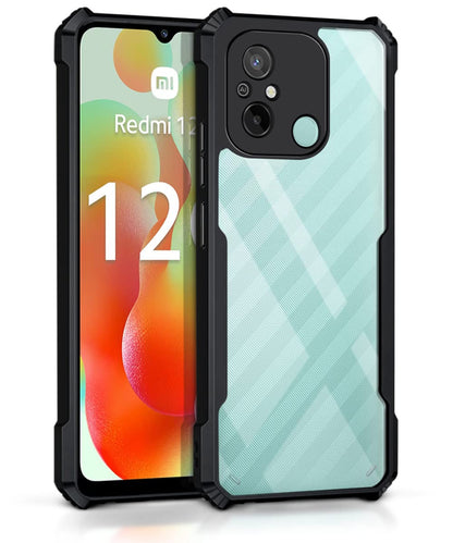 VAKIBO Best Selling Black and Transparent Back Cover Case Made With Soft TPU and Acrylic With 4 Corner and Camera Protection Suitable for Mi Poco C55