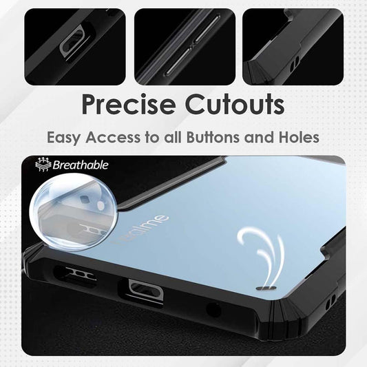 VAKIBO Best Selling Black and Transparent Coloured Made With Soft TPU and Acrylic Back Cover Case With 4 Corner and Camera Protection Suitable for Realme GT7