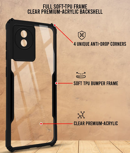 VAKIBO Super Premium Black Border Transparent Case With Corner Protection & Camera Protection Suitable for Vivo Y02