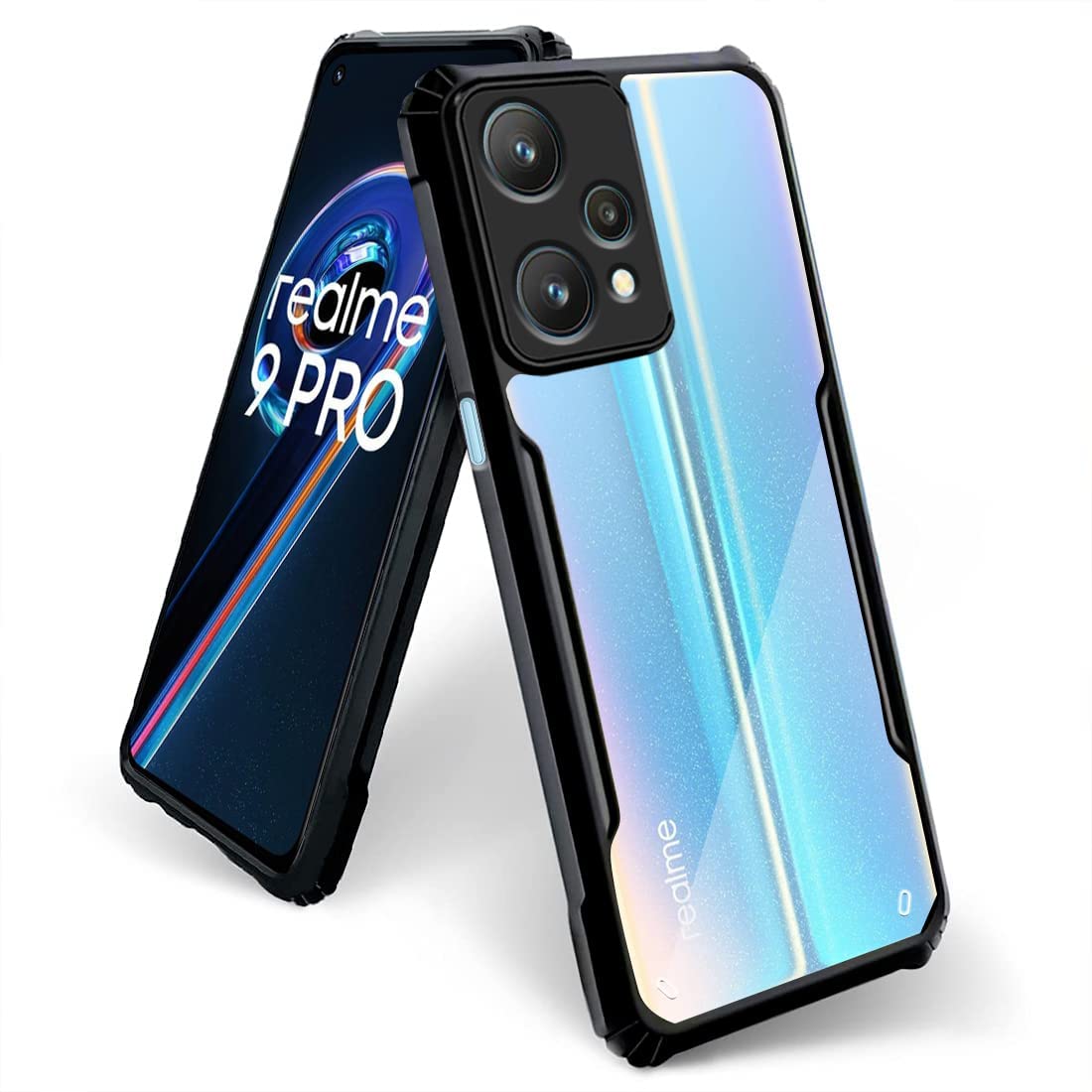 VAKIBO Super Premium Black Border Transparent Case With Corner Protection & Camera Protection Suitable for Realme 9 Pro 5G