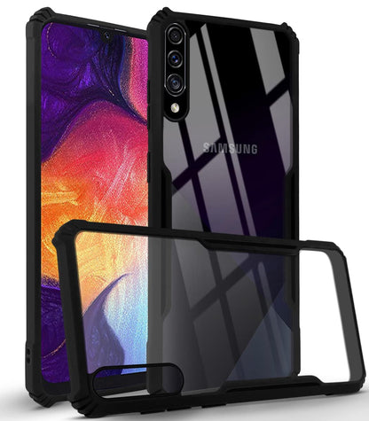 VAKIBO Super Premium Black Border Transparent Case With Corner Protection & Camera Protection Suitable for Samsung A50s