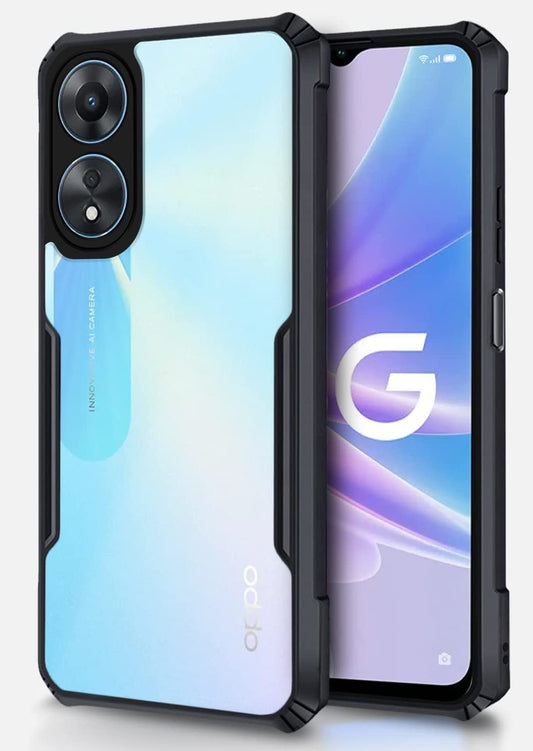 VAKIBO Best Selling Black and Transparent Coloured Made With Soft TPU and Acrylic Back Cover Case With 4 Corner and Camera Protection Suitable for Oppo A58 4G
