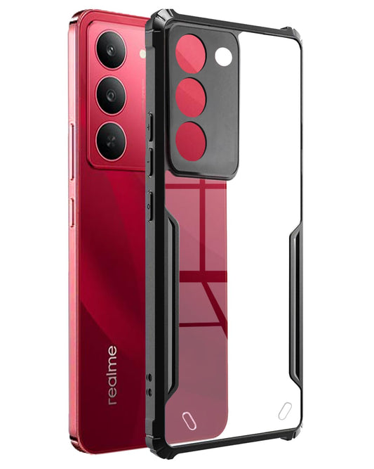 VAKIBO Best Selling Black and Transparent Coloured Made With Soft TPU and Acrylic Back Cover Case With 4 Corner and Camera Protection Suitable for Realme 14X