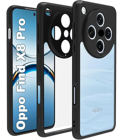 VAKIBO Best Selling Black and Transparent Coloured Made With Soft TPU and Acrylic Back Cover Case With 4 Corner and Camera Protection Suitable for Oppo Find X8 Pro