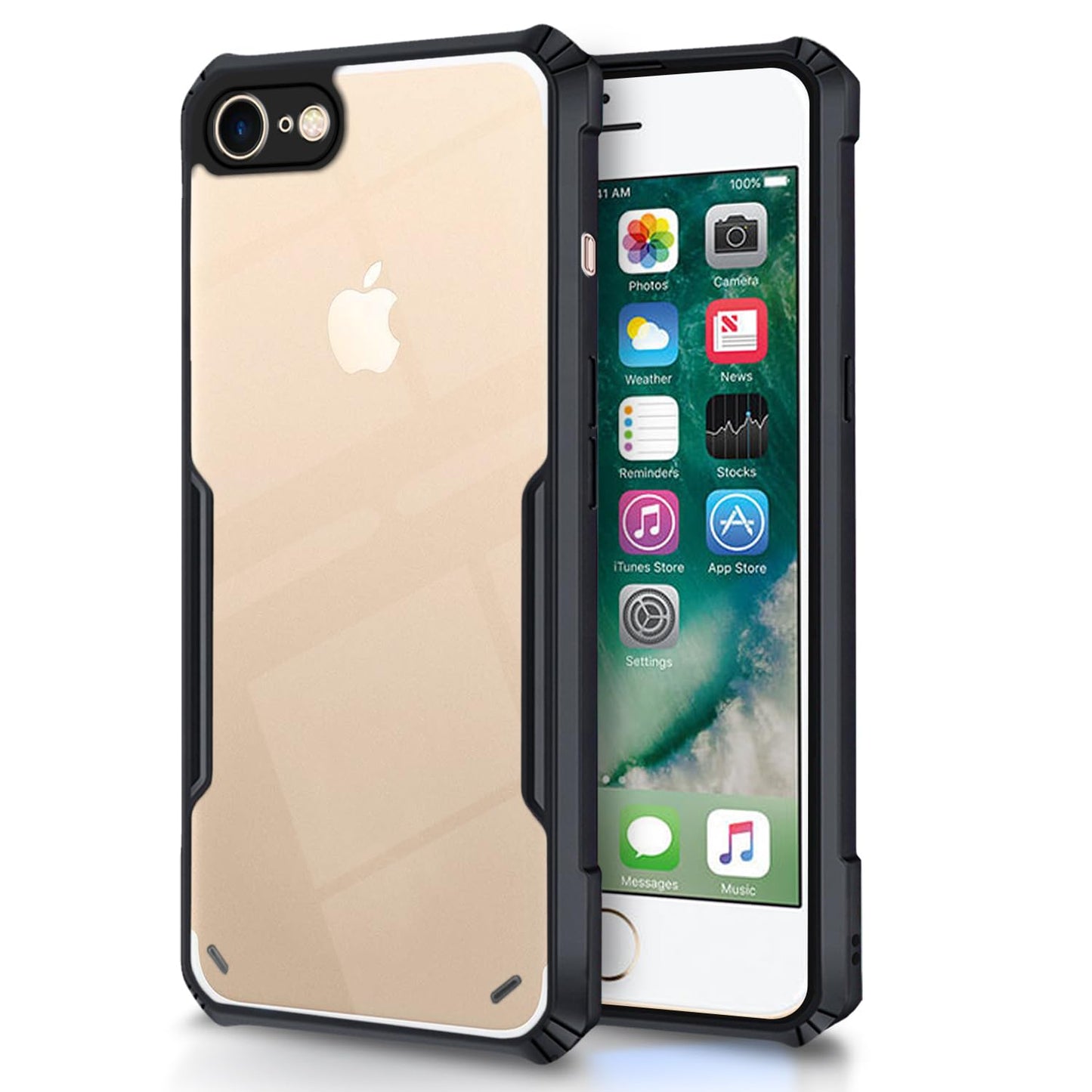 VAKIBO Best Selling Black and Transparent Back Cover Case Made With Soft TPU and Acrylic With 4 Corner and Camera Protection Suitable for Apple iPhone 7