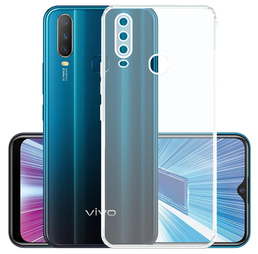VAKIBO Super Premium Soft TPU Transparent Case With Dustplug,Side Grip,Corner Protection,lanyard Cuts,Camera Protection Suitable for Vivo Y15
