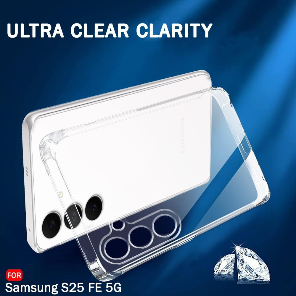 VAKIBO Premium Clear 1.5MM Thick Transparent Soft TPU Rubber Back Cover Case With Camera Protection Suitable for Samsung Galaxy S25 FE