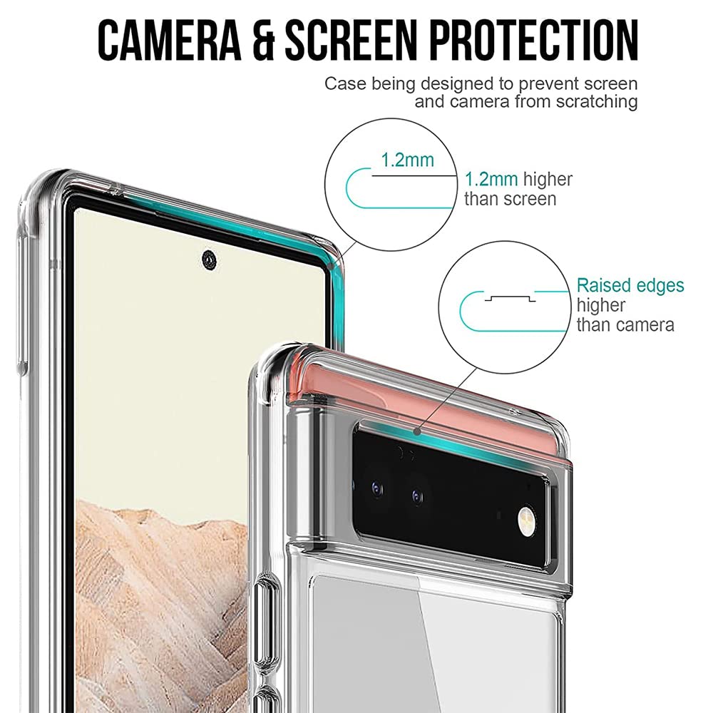 VAKIBO Premium Clear 1.5MM Thick Transparent Soft TPU Rubber Back Cover Case With Camera Protection Suitable for Google Pixel 6A